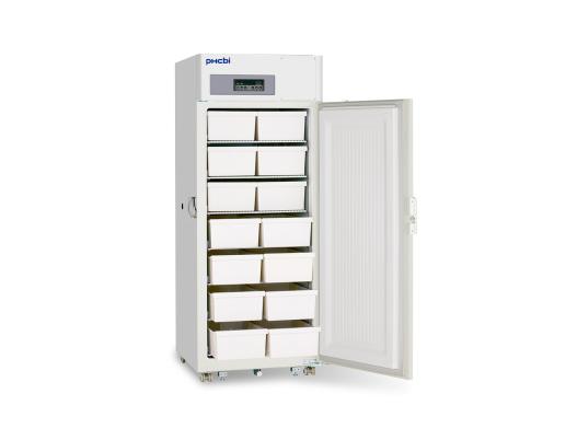 Full size laboratory freezer, manual defrost - door open