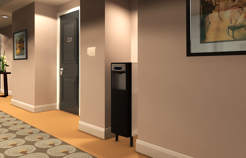 dispenser in hotel hallway