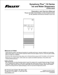 Symphony Plus™ 110FB414A/W Ice and Water Dispensers Installation, Operation and Service Manual