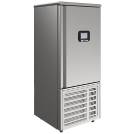 Follett 15 tray reach in blast chiller with door closed, facing right